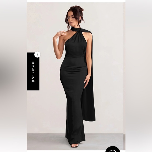 Black Halter Neck Open Back Gown - Picture 5 of 5
